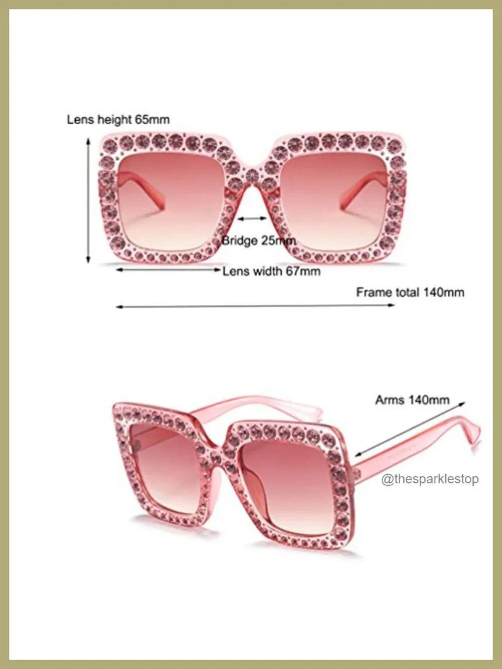 Oversized Rhinestone Square Sunglasses Women Glam Acetate Frame UV Protection